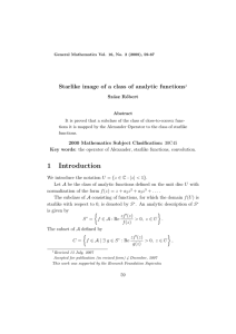 Starlike image of a class of analytic functions Sz´ asz R´ obert