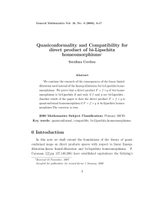 Quasiconformality and Compatibility for direct product of bi-Lipschitz homeomorphisms Serafima Cerchez