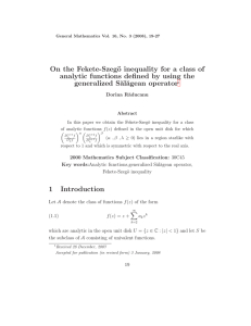 On the Fekete-Szeg¨ o inequality for a class of generalized S˘