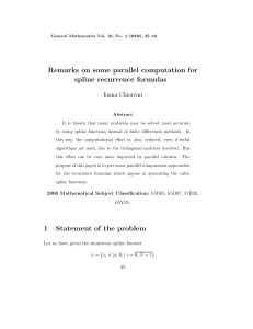 Remarks on some parallel computation for spline recurrence formulas Ioana Chiorean