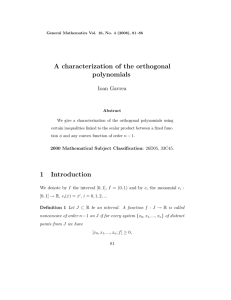 A characterization of the orthogonal polynomials Ioan Gavrea