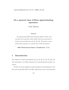 On a general class of Beta approximating operators Vasile Mihe¸san