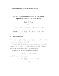 On an expansion theorem in the finite 1 Introduction