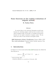 Some theorems on the explicit evaluations of i K. Sushan Bairy