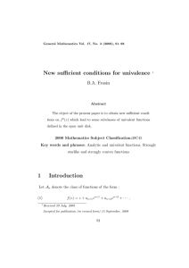 New sufficient conditions for univalence B.A. Frasin