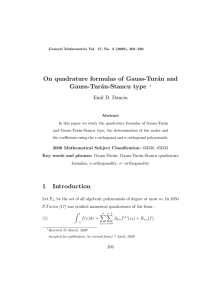 On quadrature formulas of Gauss-Tur´ an and Gauss-Tur´ an-Stancu type