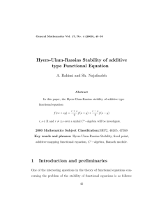Hyers-Ulam-Rassias Stability of additive type Functional Equation A. Rahimi and Sh. Najafzadeh