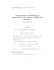 Natural splines of Birkhoff type approximating the solution of differential equations
