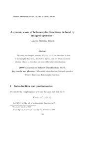 A general class of holomorphic functions defined by integral operator