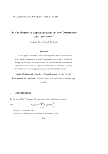 On the degree of approximation by new Durrmeyer type operators