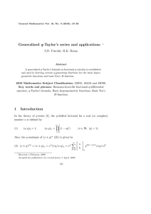 Generalized q-Taylor’s series and applications S.D. Purohit, R.K. Raina