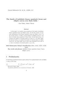 The family of indefinite binary quadratic forms and Arzu ¨