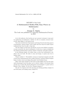 REVIEW of the book A Mathematical Medley-Fifty Easy Pieces on Mathematics by
