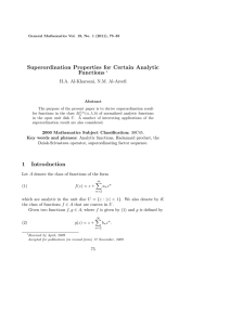 Superordination Properties for Certain Analytic Functions H.A. Al-Kharsani, N.M. Al-Areefi