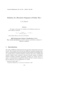 Solution of a Recursive Sequence of Order Ten E. M. Elsayed