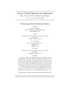 Journal of Graph Algorithms and Applications Traversing Directed Eulerian Mazes
