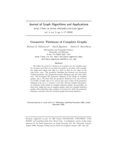 Journal of Graph Algorithms and Applications Geometric Thickness of Complete Graphs