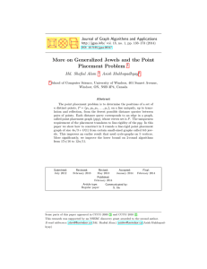 More on Generalized Jewels and the Point Placement Problem Md. Shafiul Alam