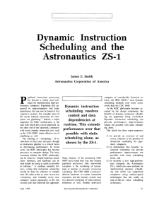 ZS-1 Dynamic  Instruction Scheduling  and  the Astronautics