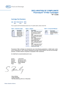 DECLARATION OF COMPLIANCE Fluorodyne II Filter Cartridges