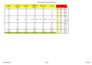 TiSEM ACADEMIC CALENDAR 2016-2017