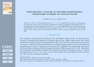 PERTURBATION ANALYSIS OF BOUNDED HOMOGENEOUS GENERALIZED INVERSES ON BANACH SPACES