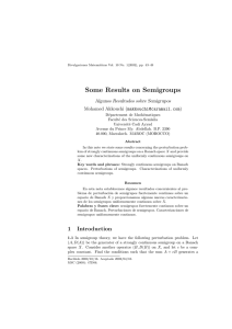 Some Results on Semigroups Algunos Resultados sobre Semigrupos Mohamed Akkouchi ()