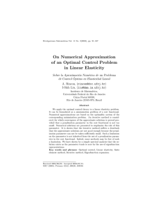On Numerical Approximation of an Optimal Control Problem in Linear Elasticity