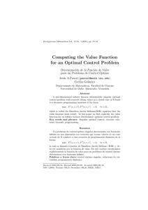 Computing the Value Function for an Optimal Control Problem