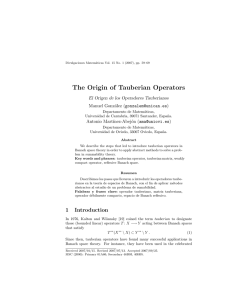 The Origin of Tauberian Operators El Origen de los Operadores Tauberianos