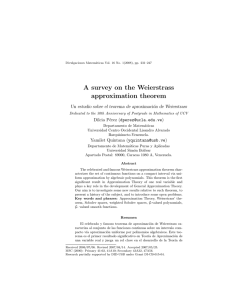 A survey on the Weierstrass approximation theorem Dilcia P´erez ()