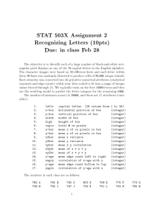 STAT 503X Assignment 2 Recognizing Letters (10pts) Due: in class Feb 28