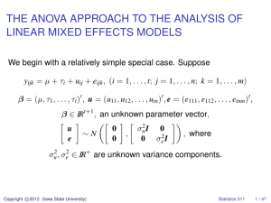 THE ANOVA APPROACH TO THE ANALYSIS OF LINEAR MIXED EFFECTS MODELS