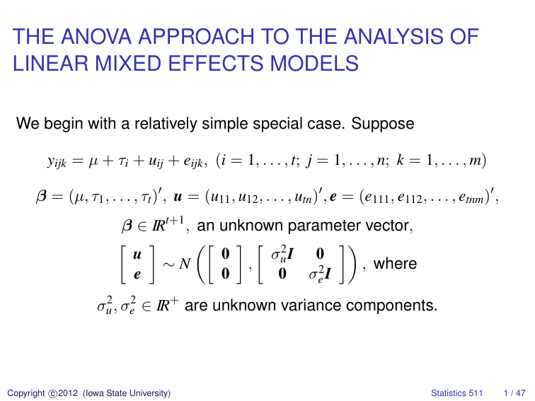 The Anova Approach To The Analysis Of Linear Mixed Effects Models