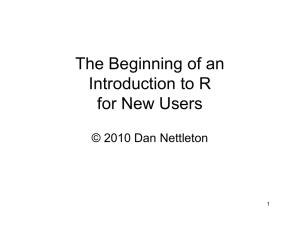 The Beginning of an g Introduction to R for New Users