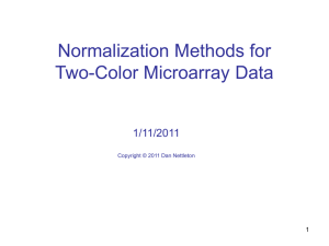 Normalization Methods for Two-Color Microarray Data 1/11/2011 1