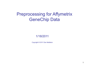 Preprocessing for Affymetrix GeneChip Data 1/18/2011 1