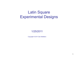 Latin Square Experimental Designs 1/25/2011 1