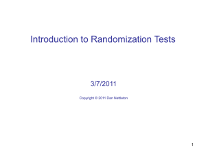 Introduction to Randomization Tests 3/7/2011 1 Copyright © 2011 Dan Nettleton