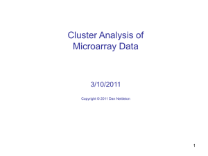 Cluster Analysis of Microarray Data 3/10/2011 1