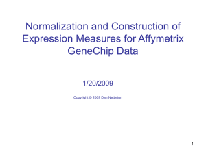 Normalization and Construction of Expression Measures for Affymetrix GeneChip Data 1/20/2009