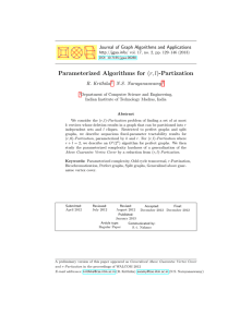 Parameterized Algorithms for (r, l)-Partization Journal of Graph Algorithms and Applications