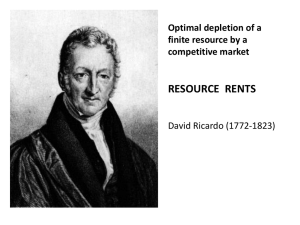 RESOURCE  RENTS Optimal depletion of a finite resource by a competitive market