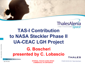 TAS-I Contribution to NASA Steckler Phase II UA-CEAC LGH Project G. Boscheri
