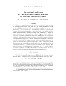 An analytic solution to the Busemann-Petty problem on sections of convex bodies