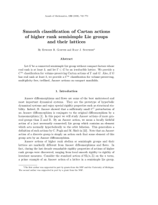 Smooth classification of Cartan actions of higher rank semisimple Lie groups