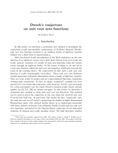 Dwork’s conjecture on unit root zeta functions