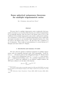 Some spherical uniqueness theorems for multiple trigonometric series
