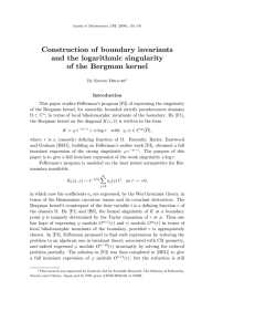 Construction of boundary invariants and the logarithmic singularity of the Bergman kernel