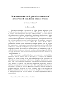 Nonresonance and global existence of prestressed nonlinear elastic waves